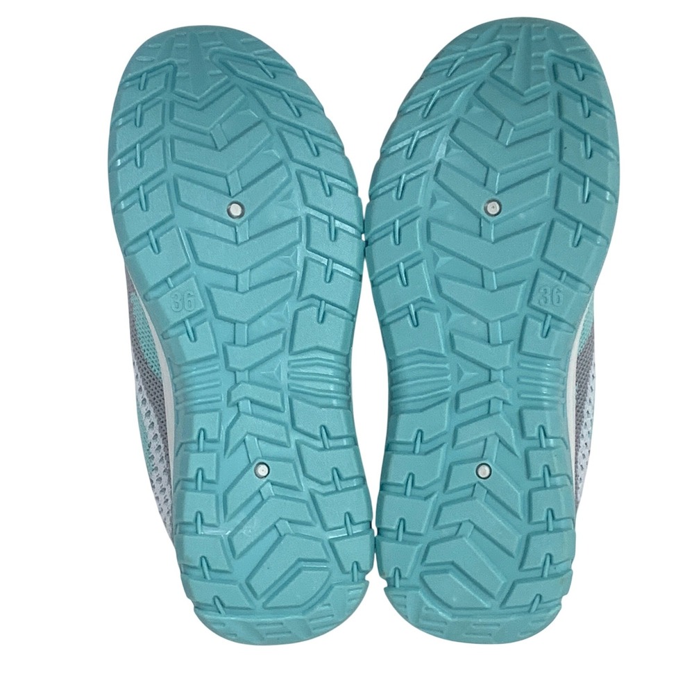 Zosivc Athletic Sneakers Girls 4 White Teal Gray Mesh Knit Running Shoes - Picture 7 of 8